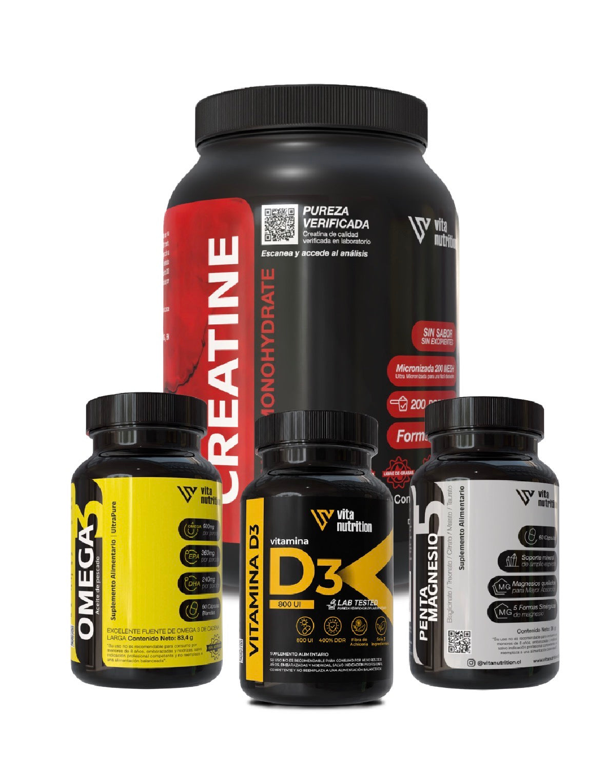Creatina + Penta Magnesio + Omega 3 + Vitamina D3