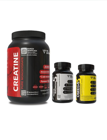 Creatina en Polvo 1 KG + Penta Magnesio + Omega 3