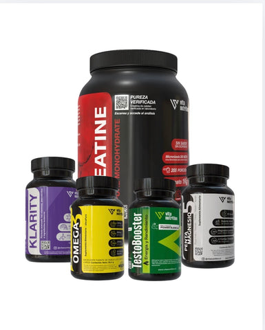 Creatina en Polvo 1 KG + TestoBooster + Penta Magnesio + Omega 3 + Klarity