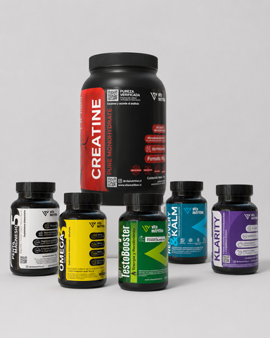 Creatina en Polvo 1 KG + TestoBooster + Penta Magnesio + Omega 3 + Recorey & Calm + Klarity