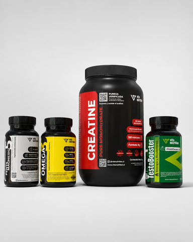 Creatina en Polvo 1 KG + TestoBooster + Penta Magnesio + Omega 3