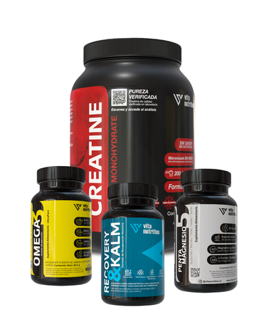 Creatina en Polvo 1 KG + PentaMagnesio + Omega 3 + Recovery & Kalm