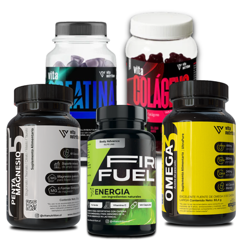 Pack Esencial Pro Advanced | Creatina + Penta Magnesio + Omega 3 + Colageno + Firefuel